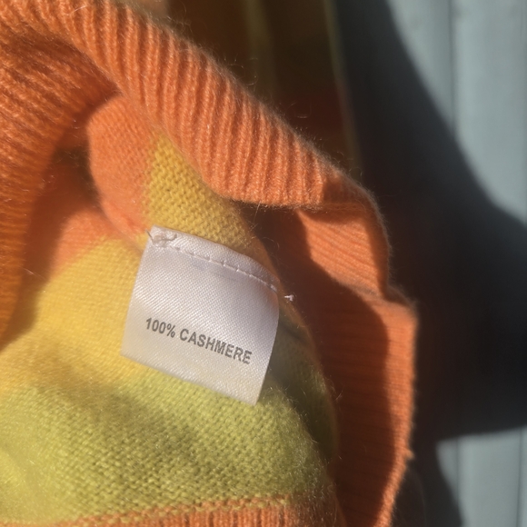 Alice + Olivia 100% Cashmere Striped Sweater | Elbow Patches | Size L - Picture 4 of 6